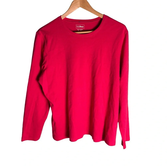 L.L. Bean Women’s Red Long Sleeve Crew Neck Shirt XL Cotton Blend Casual Cozy - Picture 2 of 7